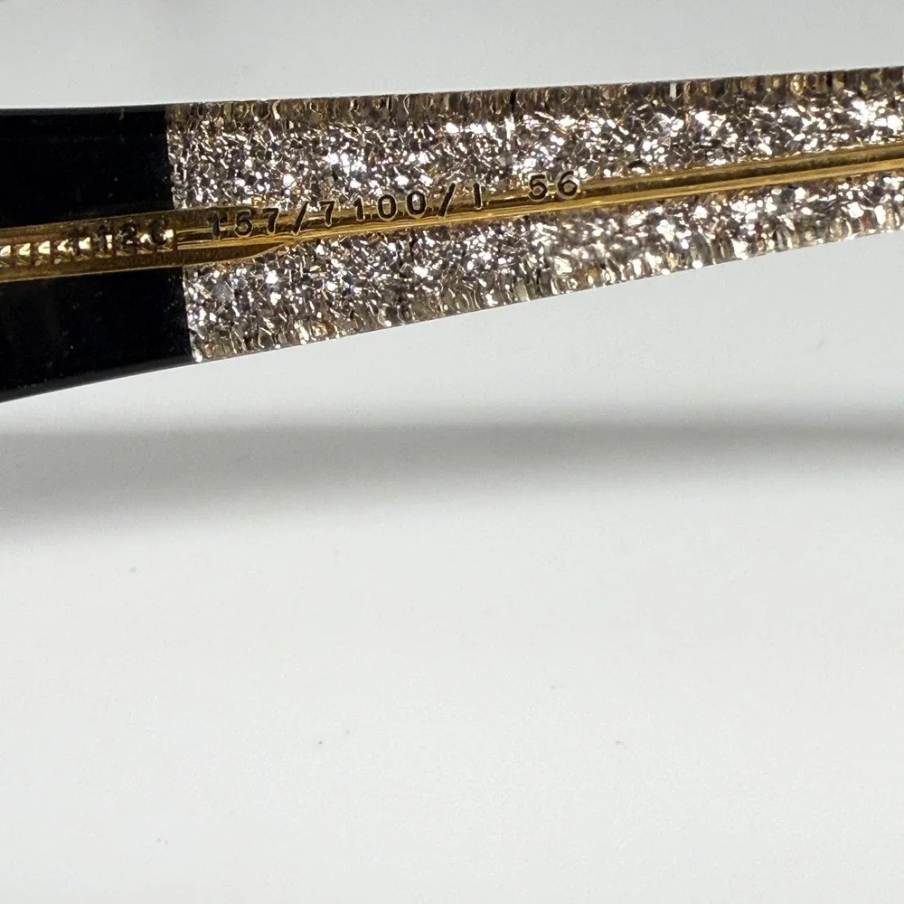 Vintage Silhouette M 1126 Eyeglasses Frames Gold Glitter Clear Cat Eye 56-14-130